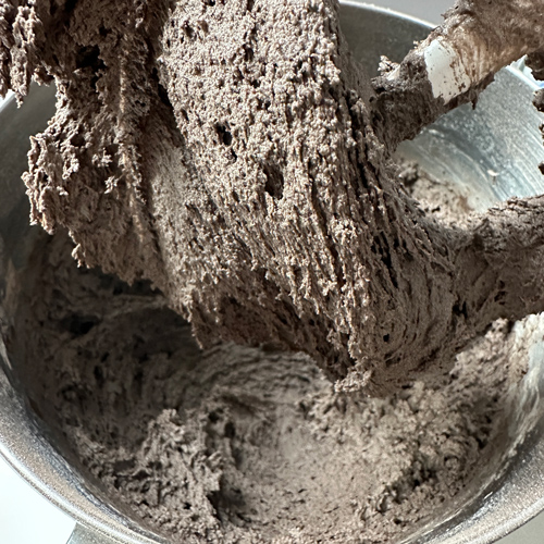 vegan black cocoa cookie dough after mixing