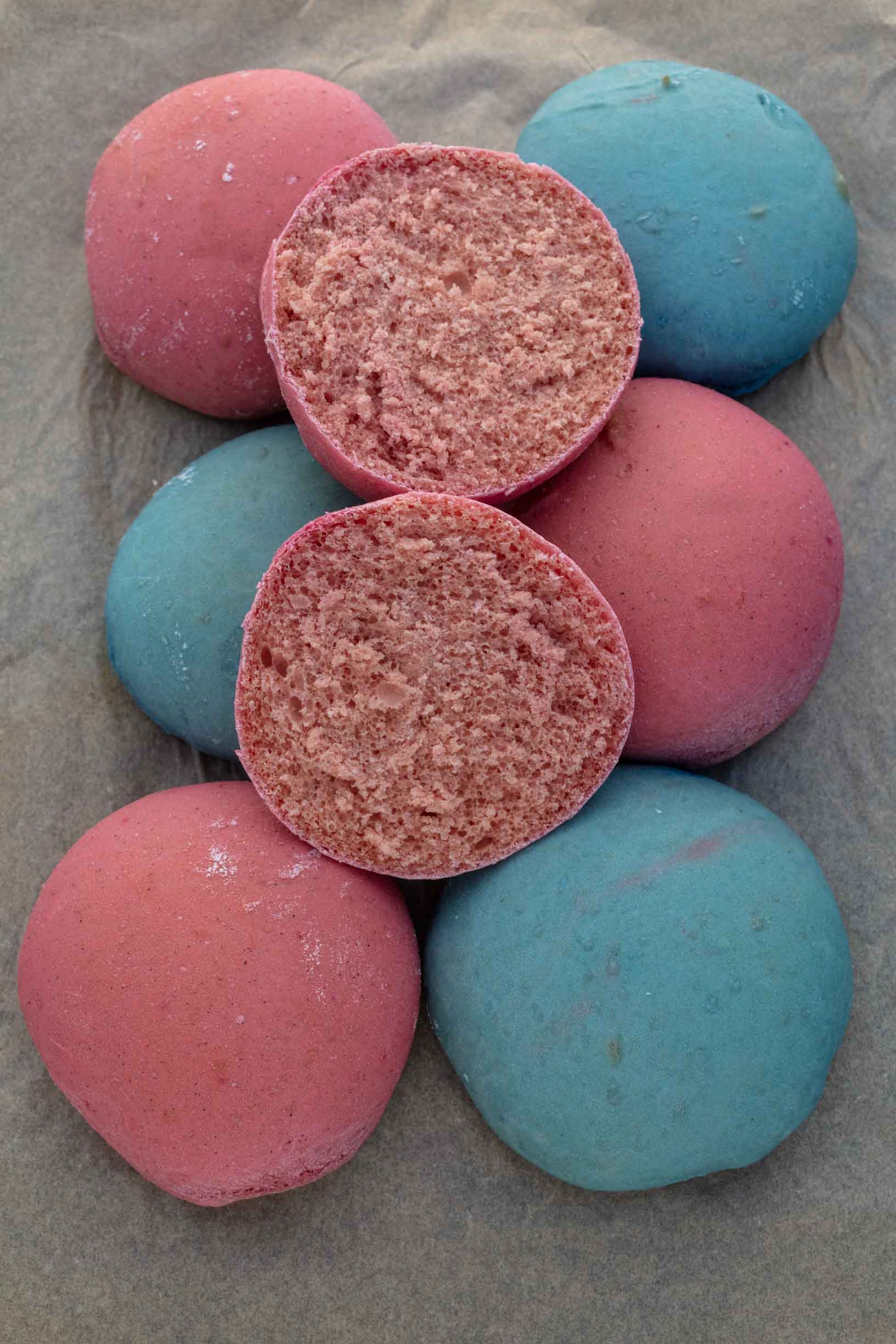 inside of pink vegan burger buns