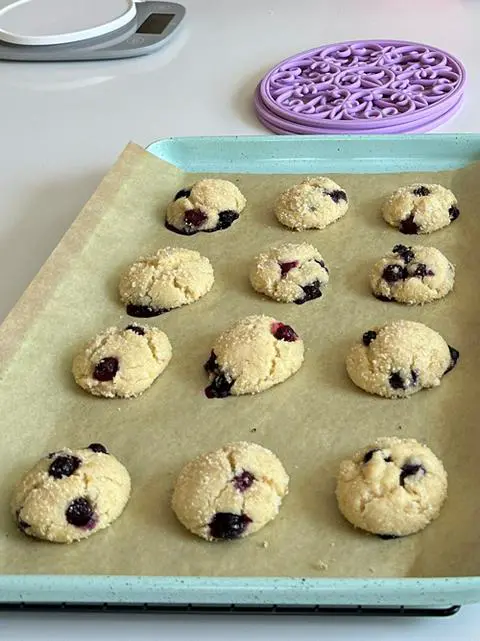 lemon blueberry cookies fresh from the oven
