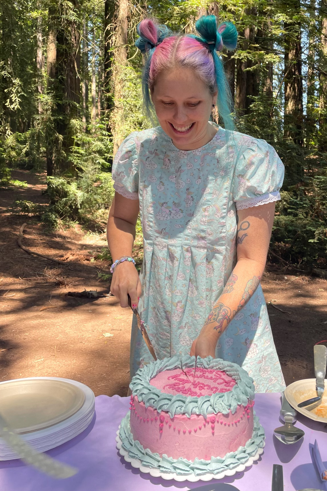 me cutting the nutella birthday cake