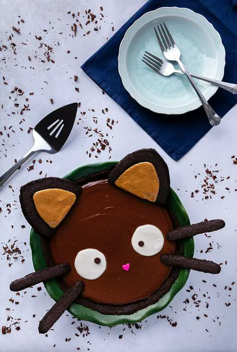nutella pie decorated to look like chococat