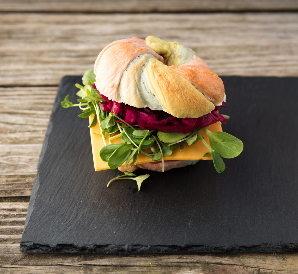 Vegan Rainbow Bagel Sandwich