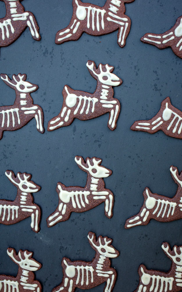vegan reindeer skeleton cookies