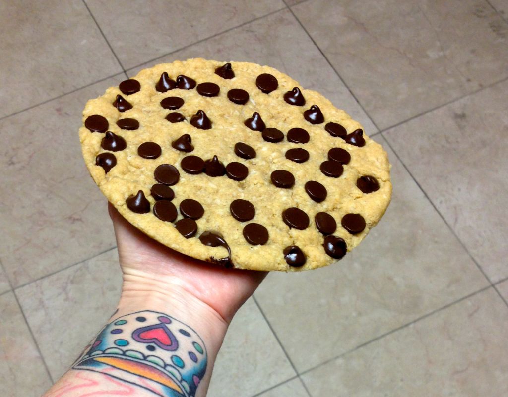 Enormous vegan chocolate chip cookie