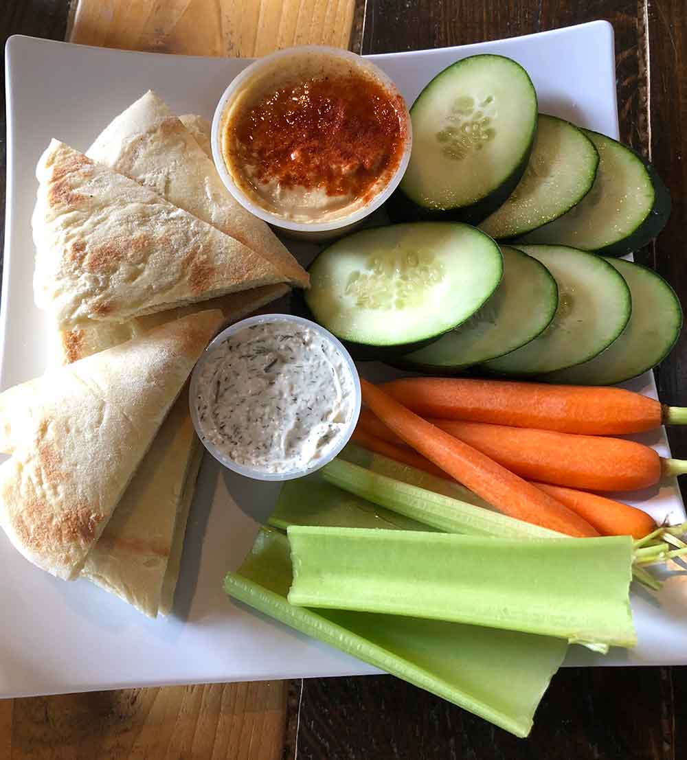 hummus veggie plate at the blue cat cafe