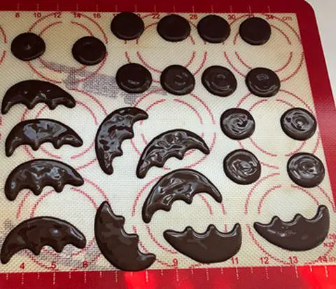 mouse ears and bat wings made of melted vegan chocolate