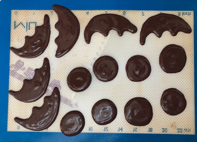 mouse ears and bat wings made of melted vegan chocolate