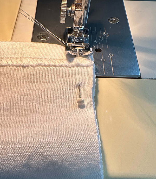 sewing the sides of the bear hat liner