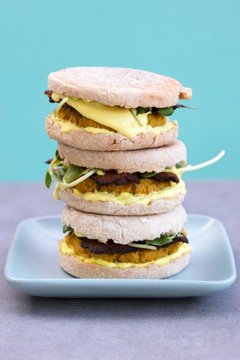 stack of breakfast sandwiches