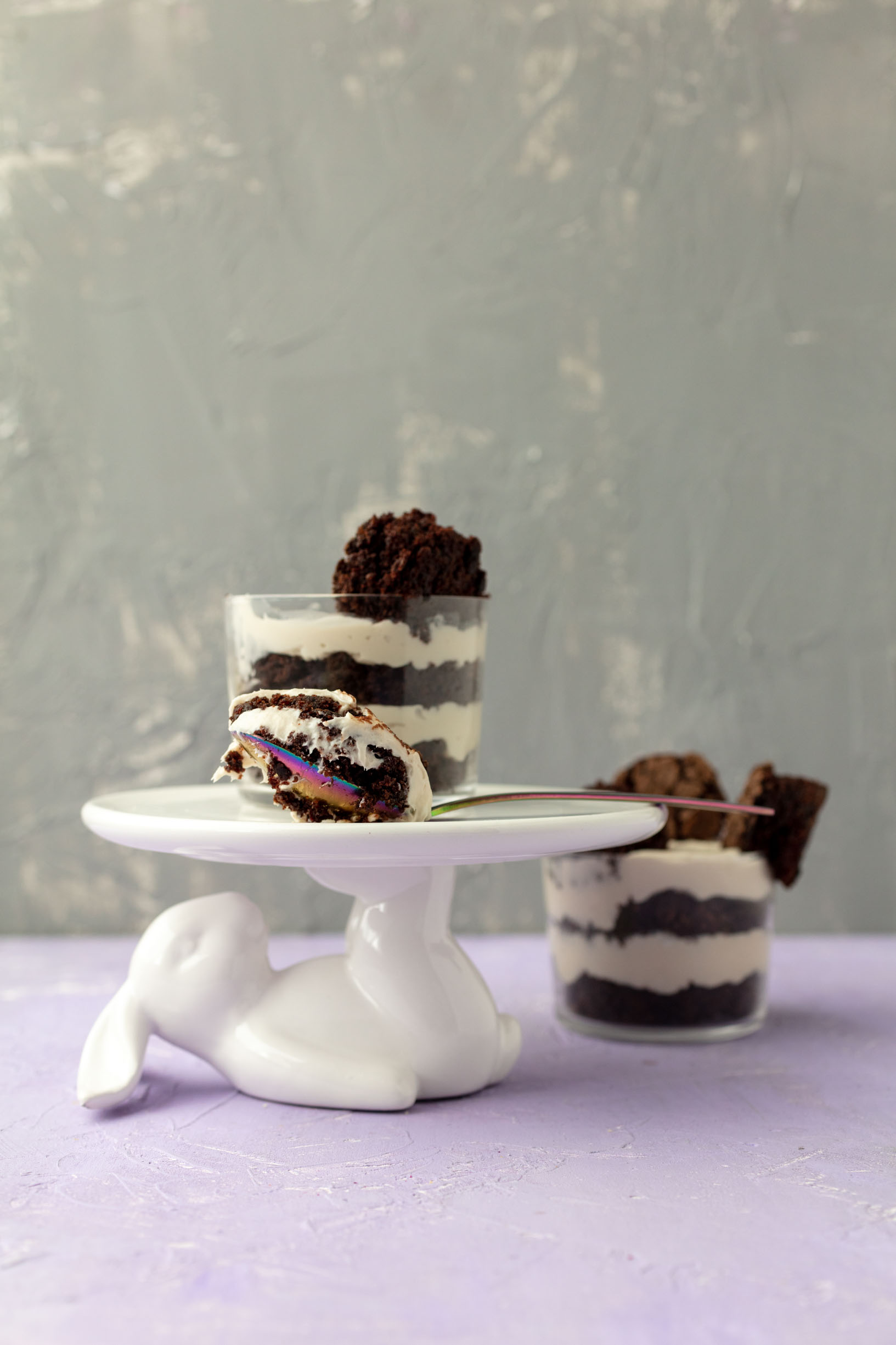 bite of vegan brownie bear parfait