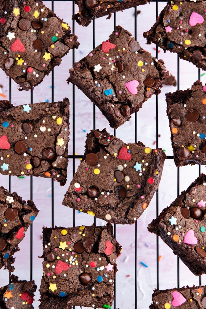 Vegan Birthday Brownies with sprinkles