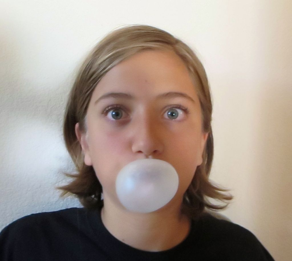 blowing a bubble