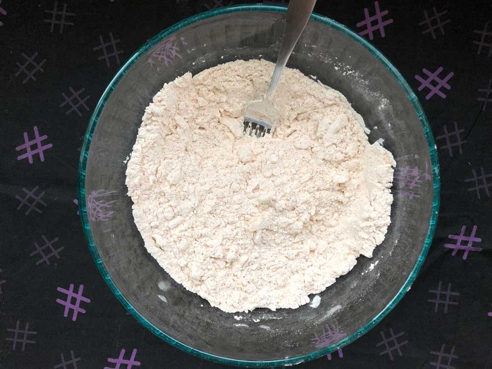 dry ingredients with butter cut in