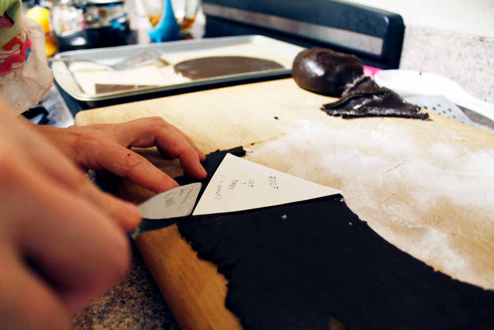 cutting out vegan gingerbread carousel pieces