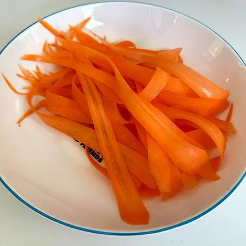 bowl of carrot ribbons.