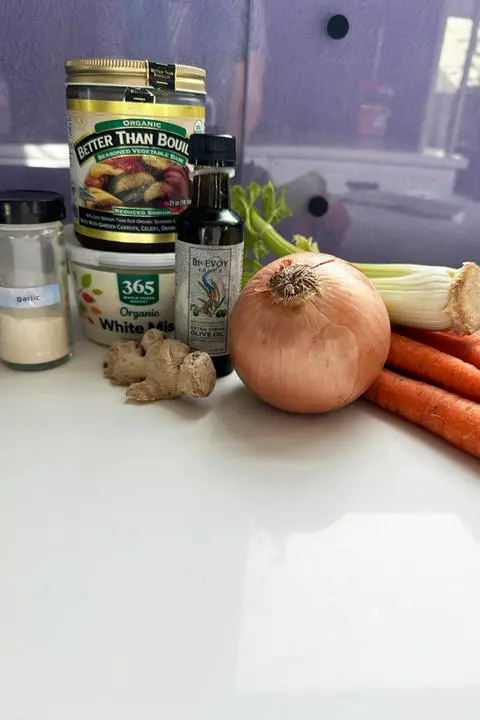 ingredients needed for carrot celery soup.