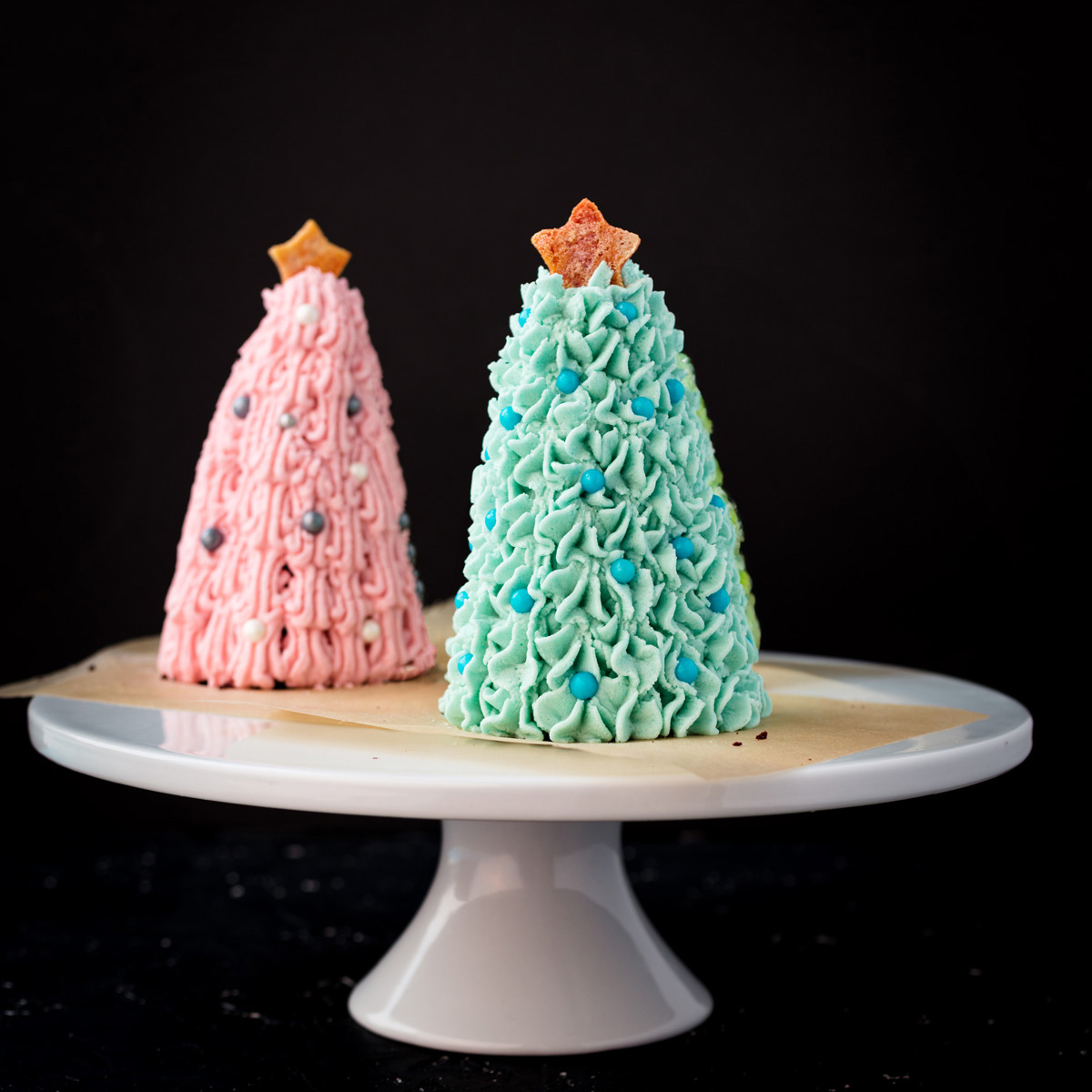 mini vegan pastel chocolate cake christmas trees