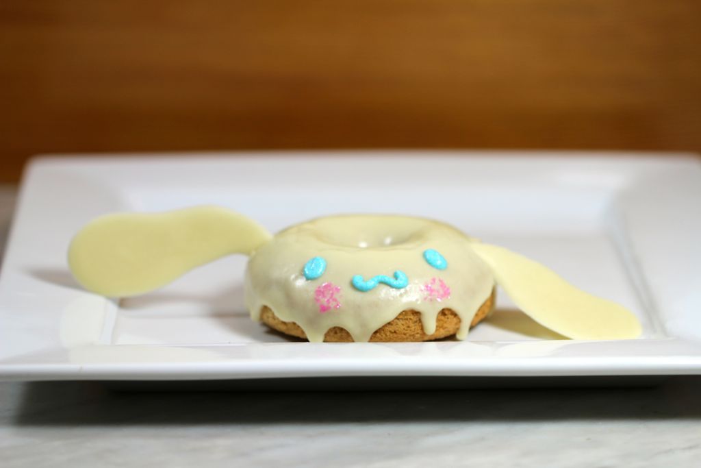 Vegan Sanrio Cinnamoroll donut with white chocolate coating