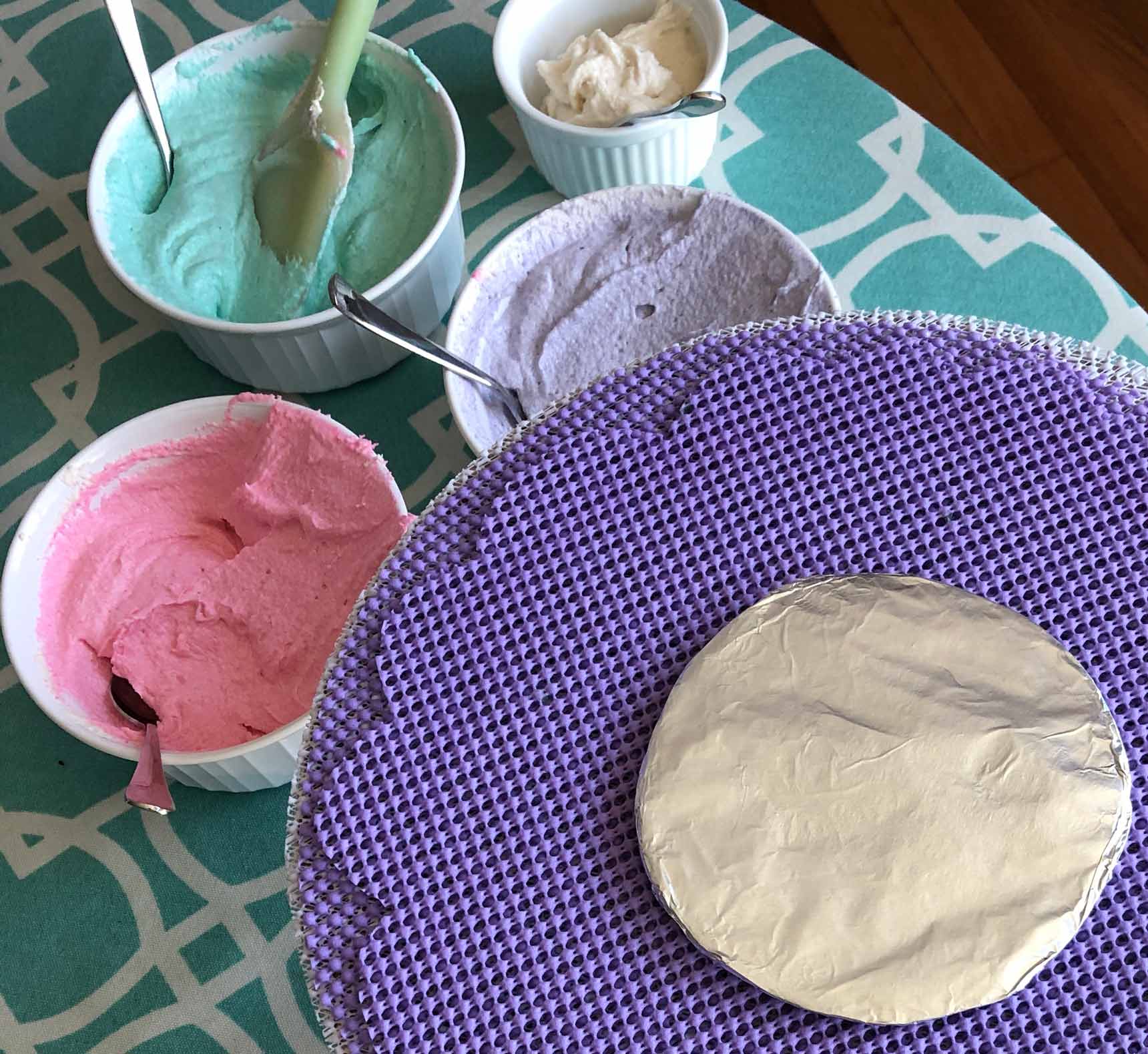 pastel colored vegan coconut frosting