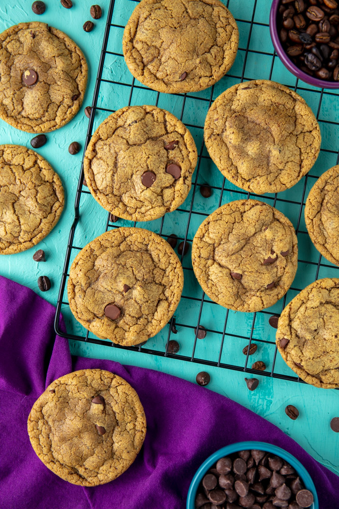 vegan coffee chocolate chip cookies