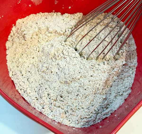 coffee cookies dry ingredients whisked with specks of coffee