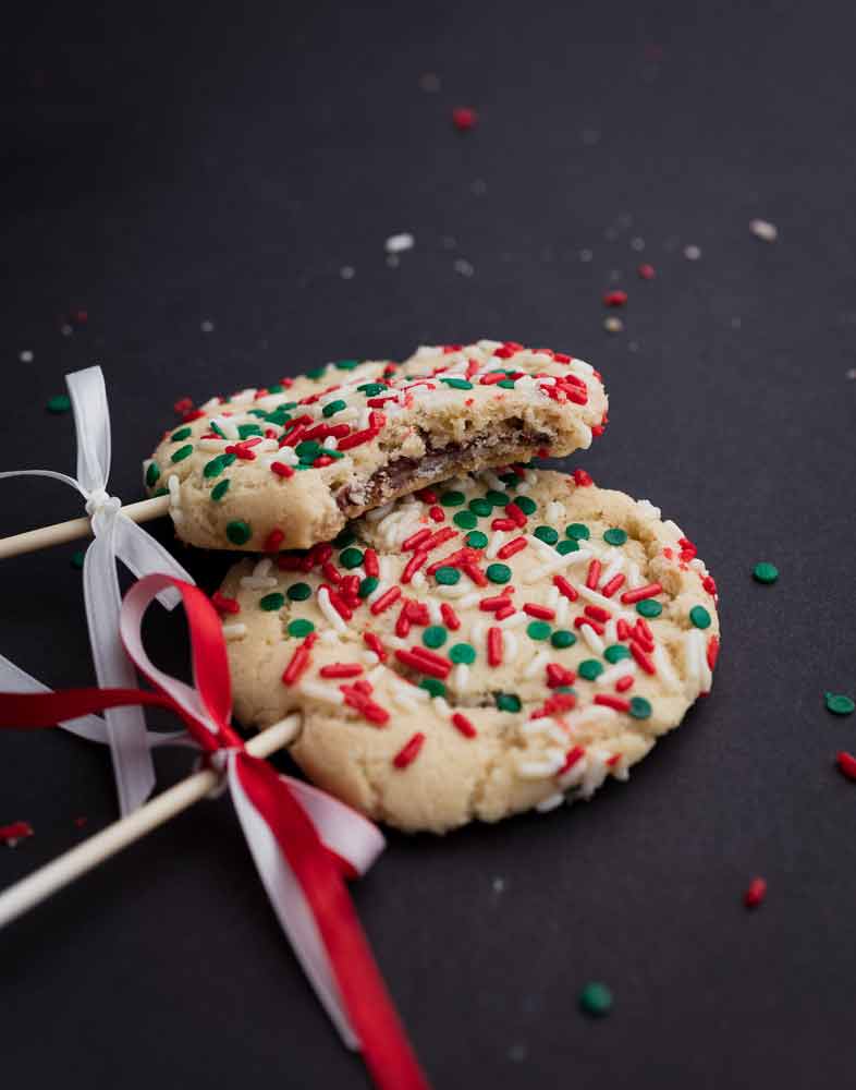vegan cookie pops with christmas sprinkles