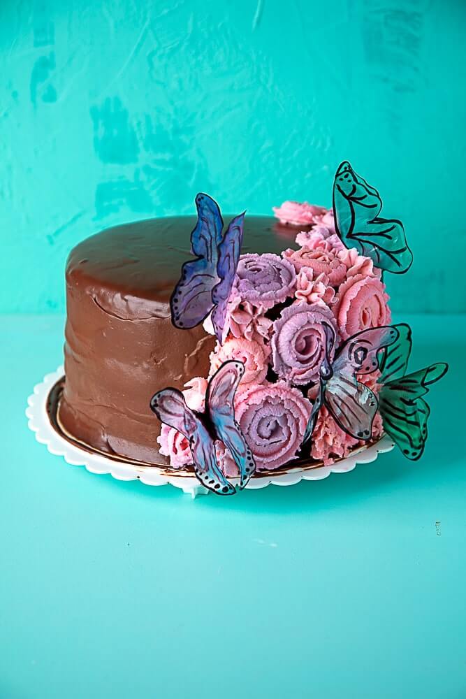 ding dong cake with butterflies