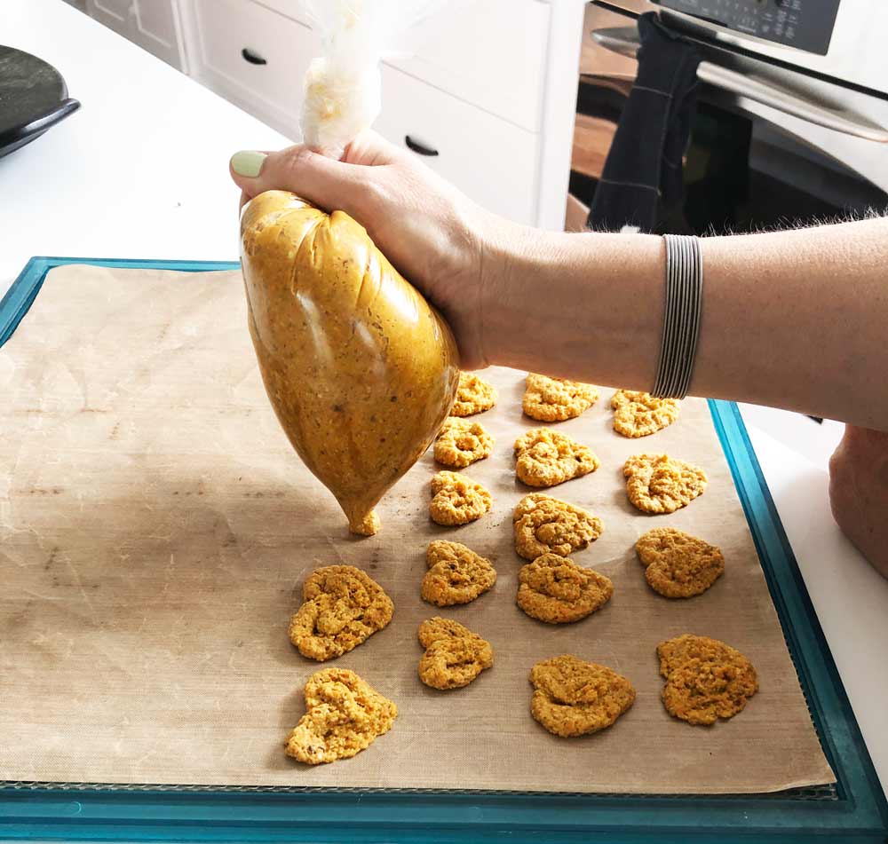 piping the dog treat batter