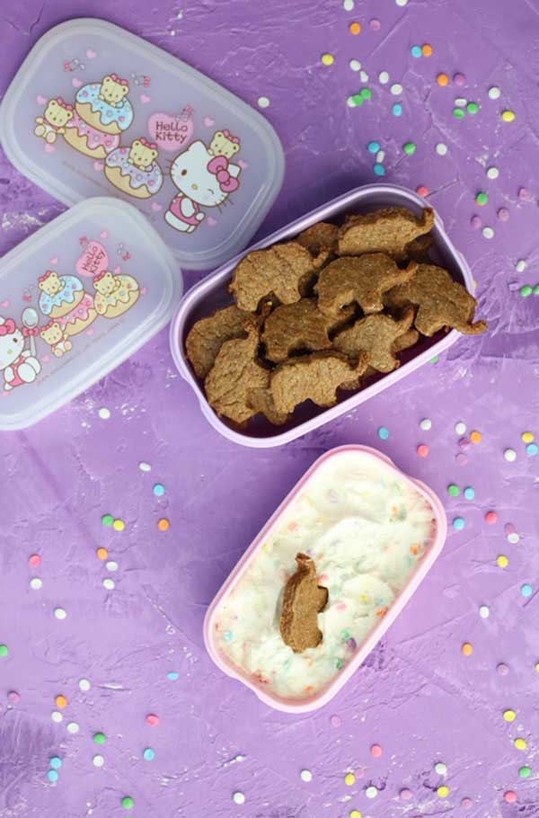 vegan elephant dunkaroos with funfetti dip