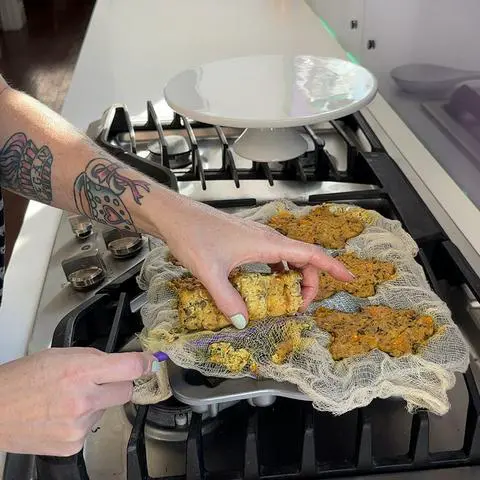 removing the vegan gluten-free frittatas from the pan.