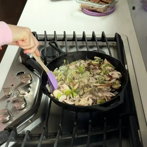 sauteeing veggies.