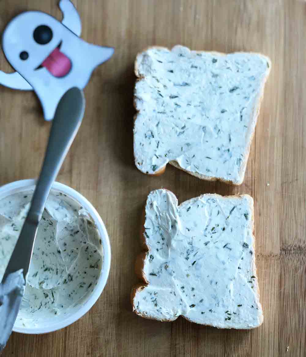 making vegan cucumber tea sandwiches