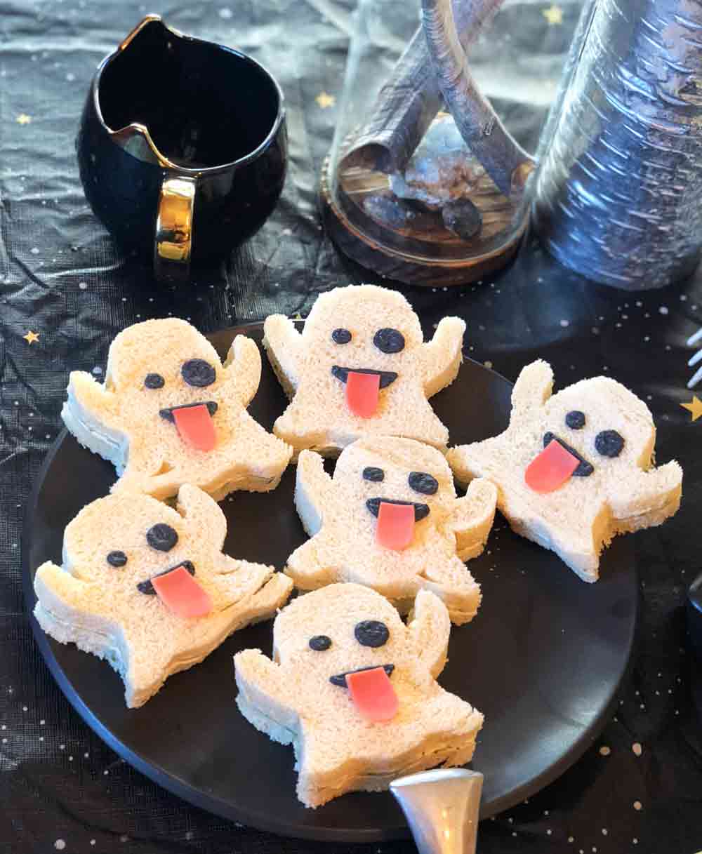 vegan ghost emoji tea sandwiches