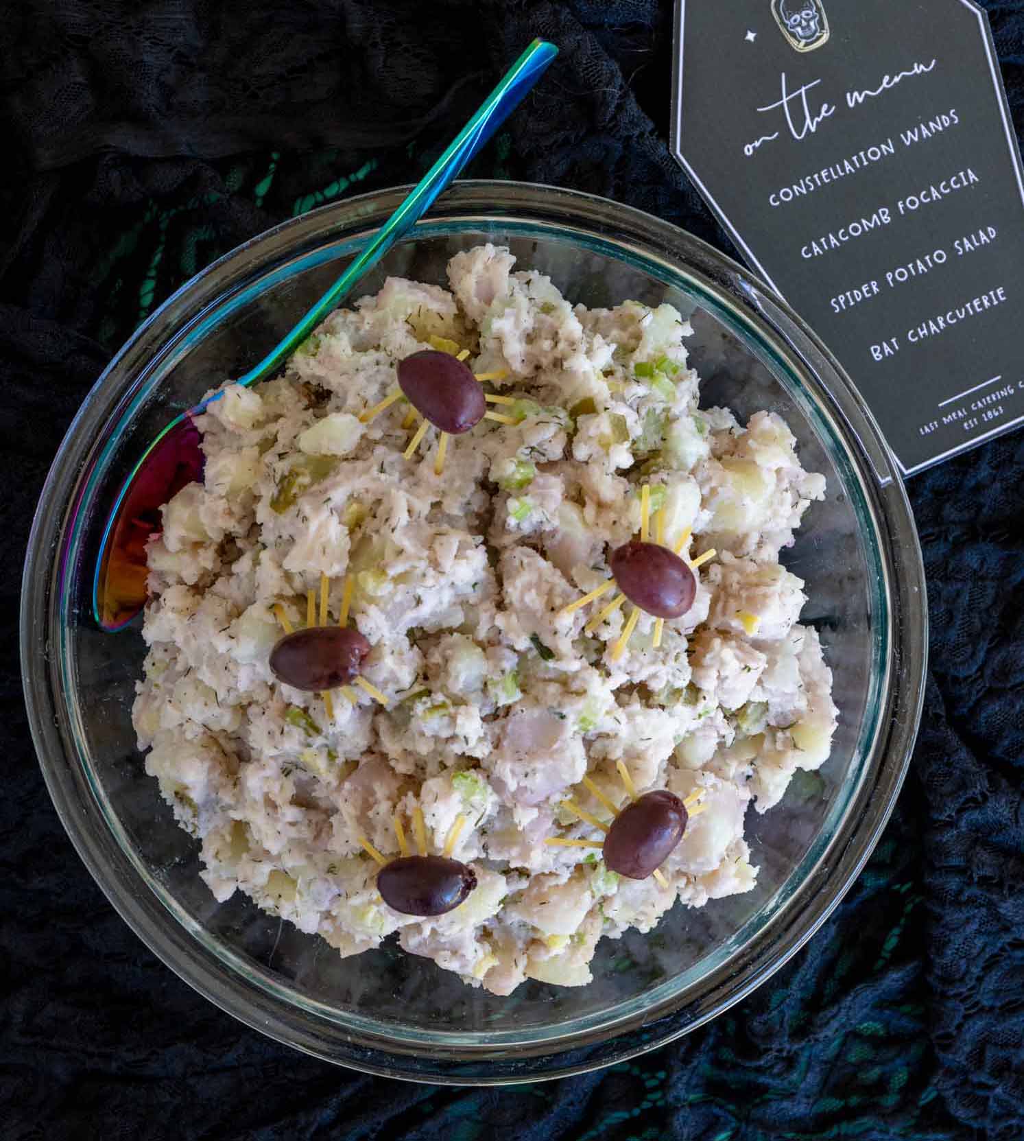 vegan spider potato salad