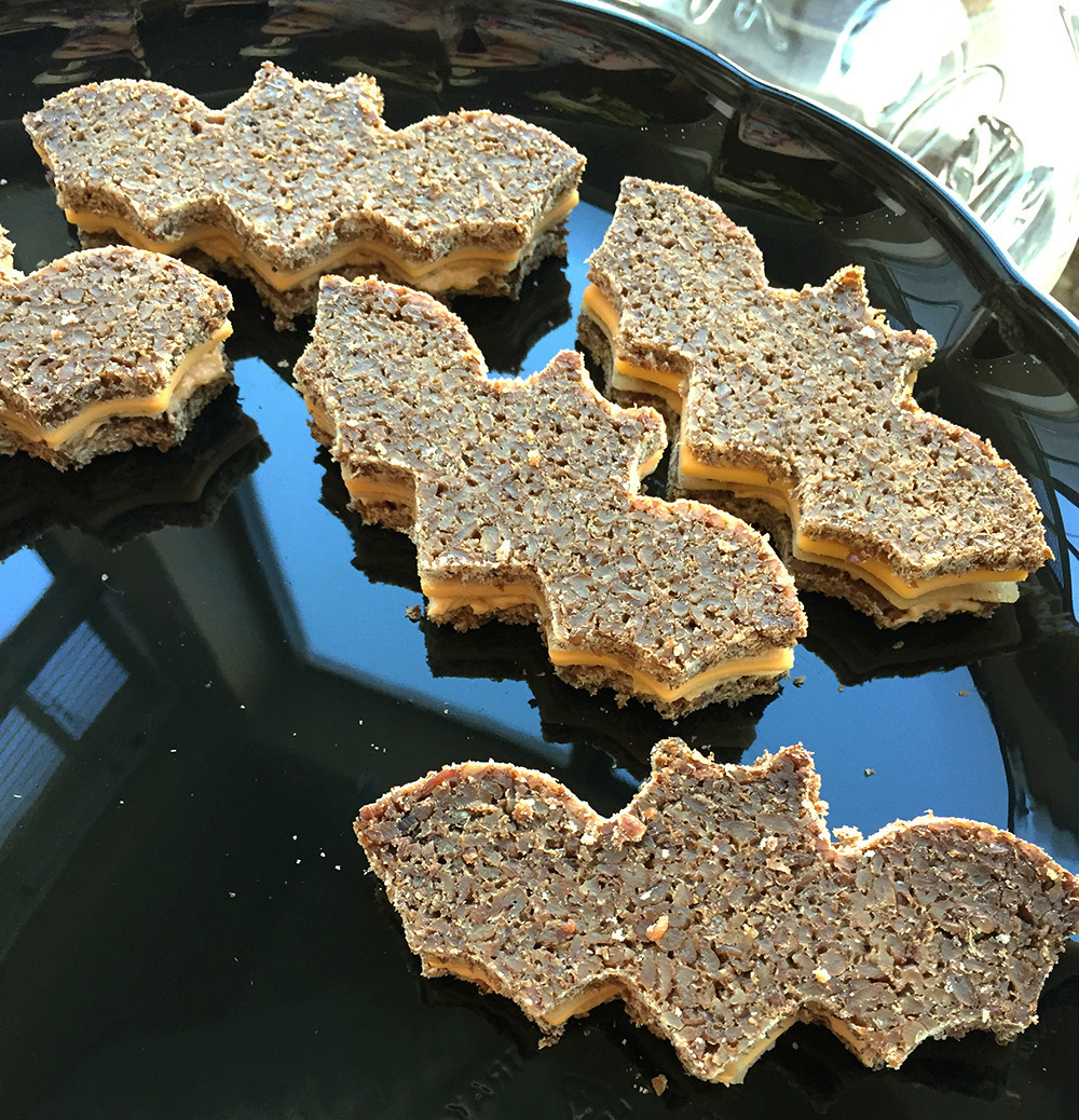 Vegan bat shaped tea sandwiches