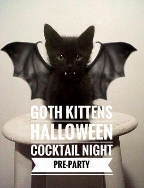 goth kittens halloween party invitation