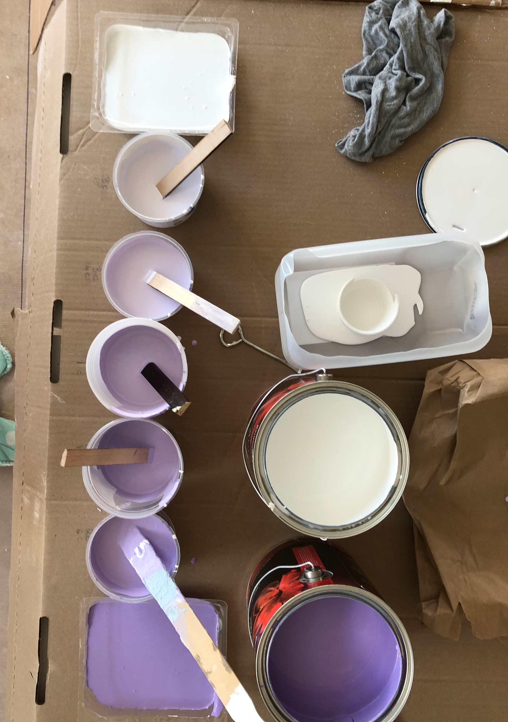 7 shades of vegan paint from white to purple