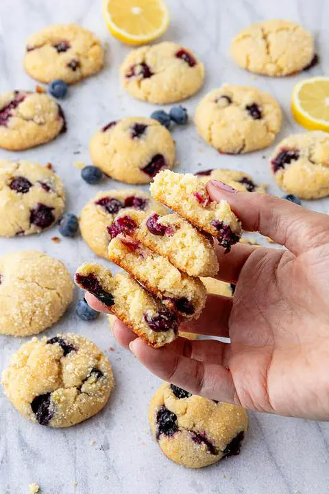 what the inside of the plant based blueberry lemon cookies looks like