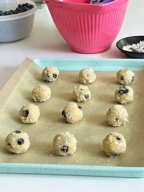 lemon blueberry cookies ready to go into the oven