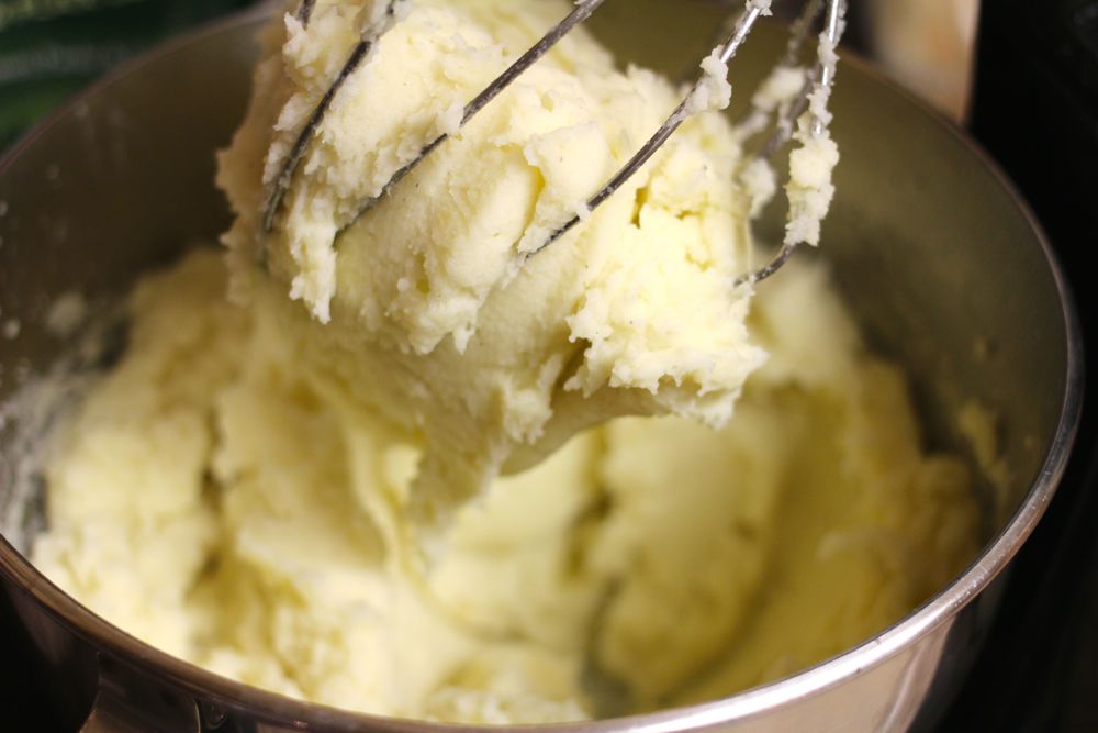 Whisking vegan mashed potatoes