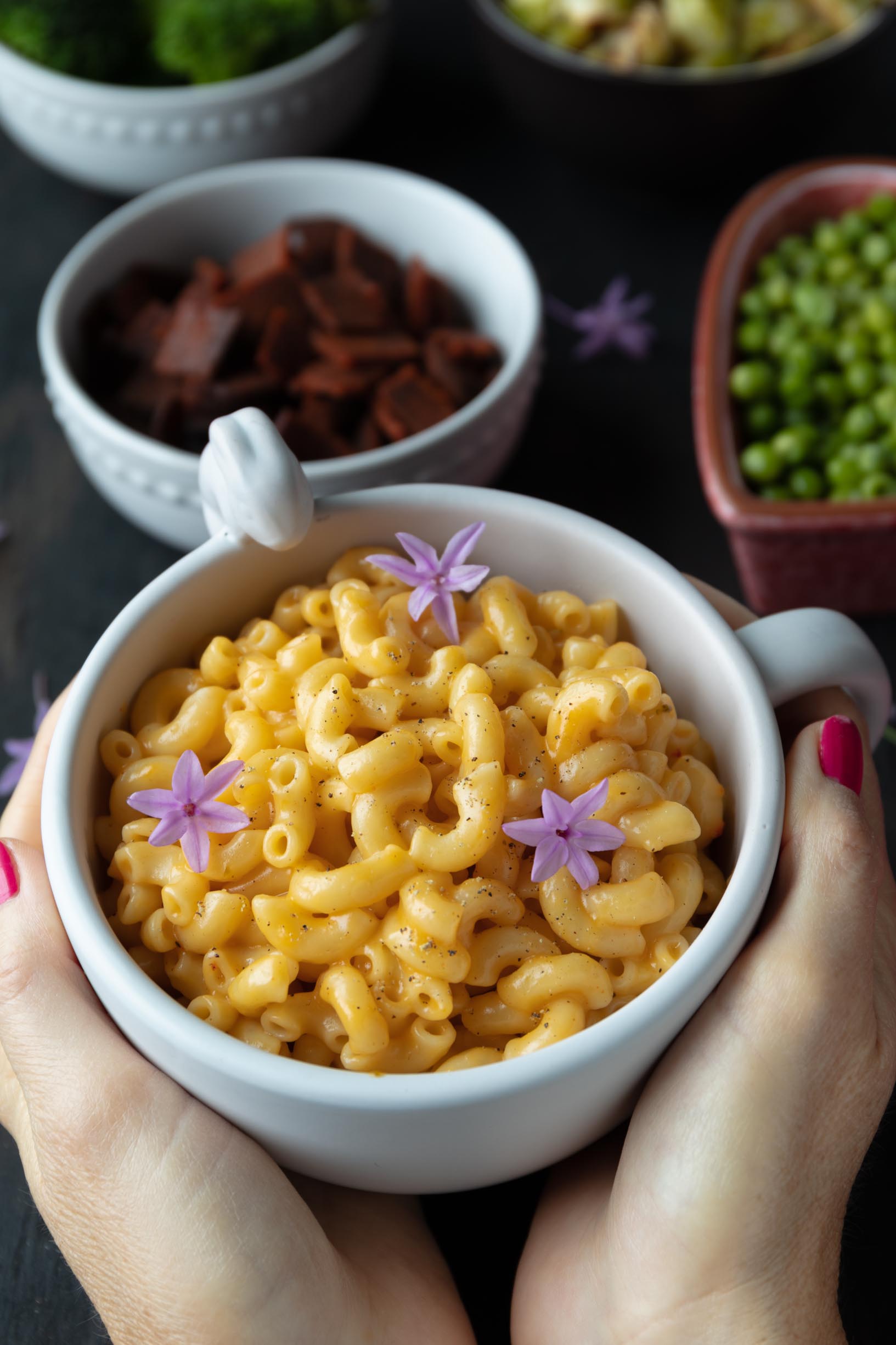 bowl of vegan macaroni and cheese