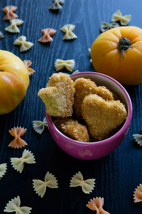 vegan fried mac-n-cheese hearts