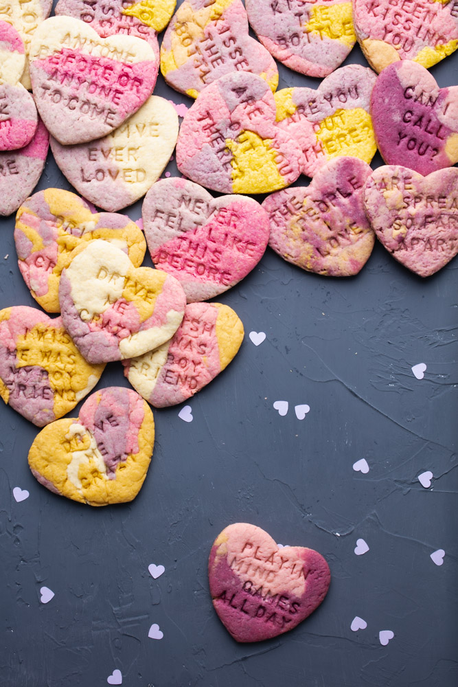 valentine cookies ready to be packaged up for delivery