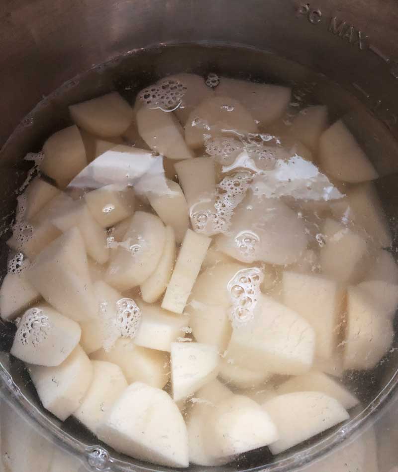 potatoes in a pot covered with water