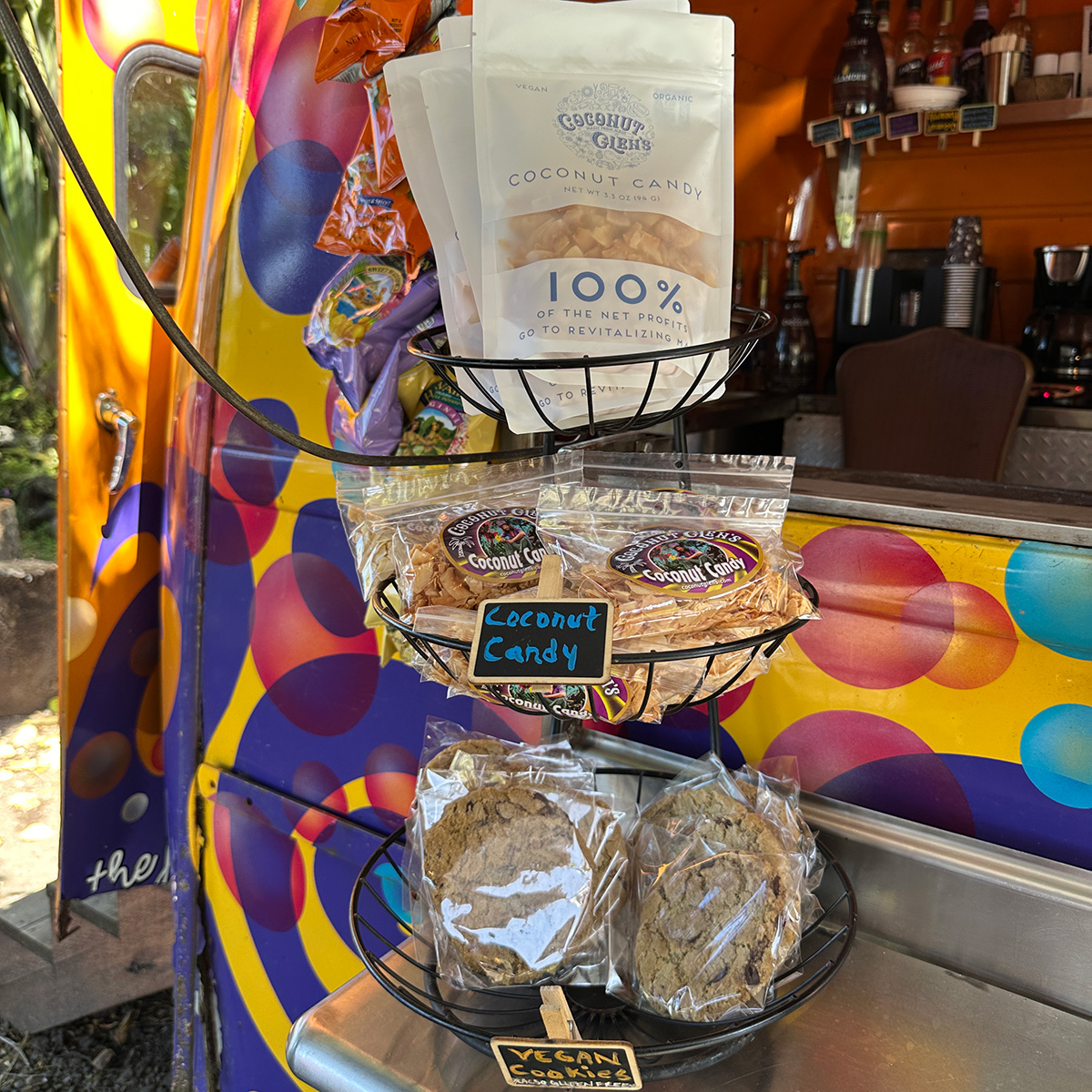 vegan cookies and coconut candy at Coconut Glen’s in Maui.