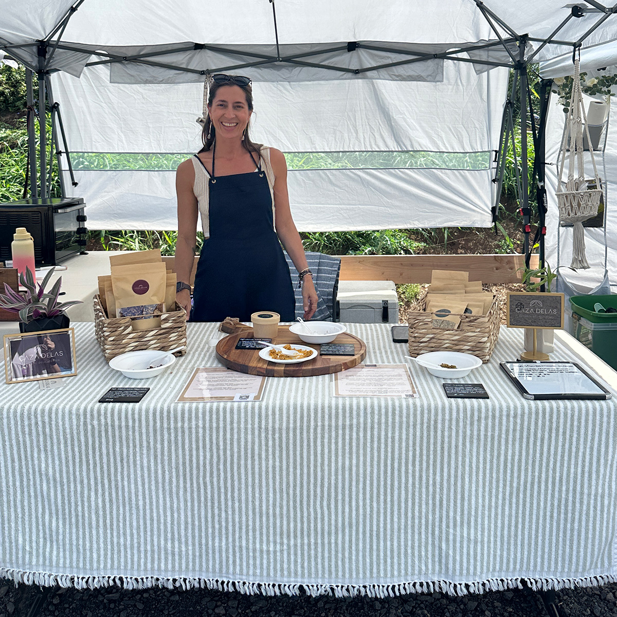 a vegan stand at a farmer’s market in Paia, Maui.