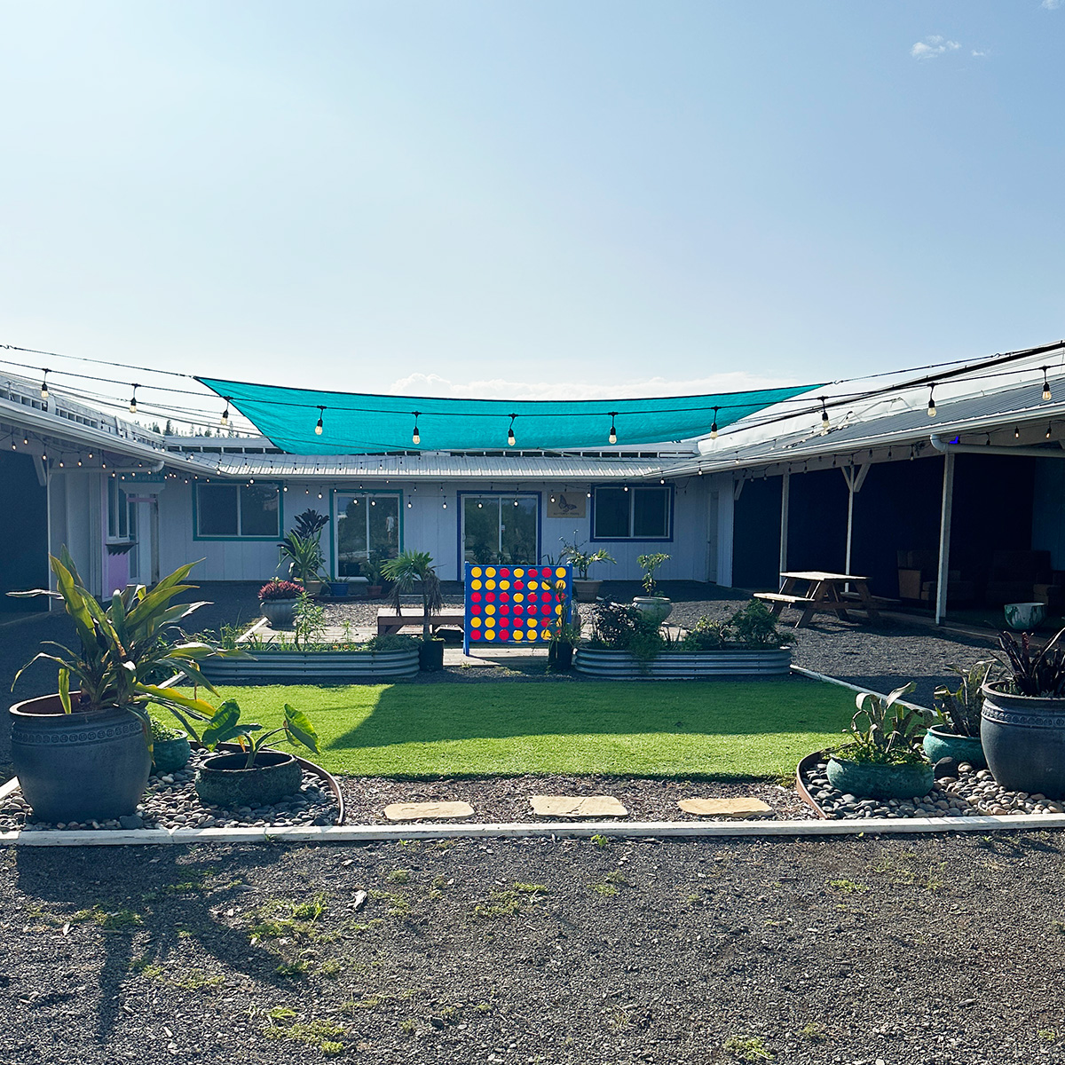 Maliko Country Farms eating and play area in Maui.