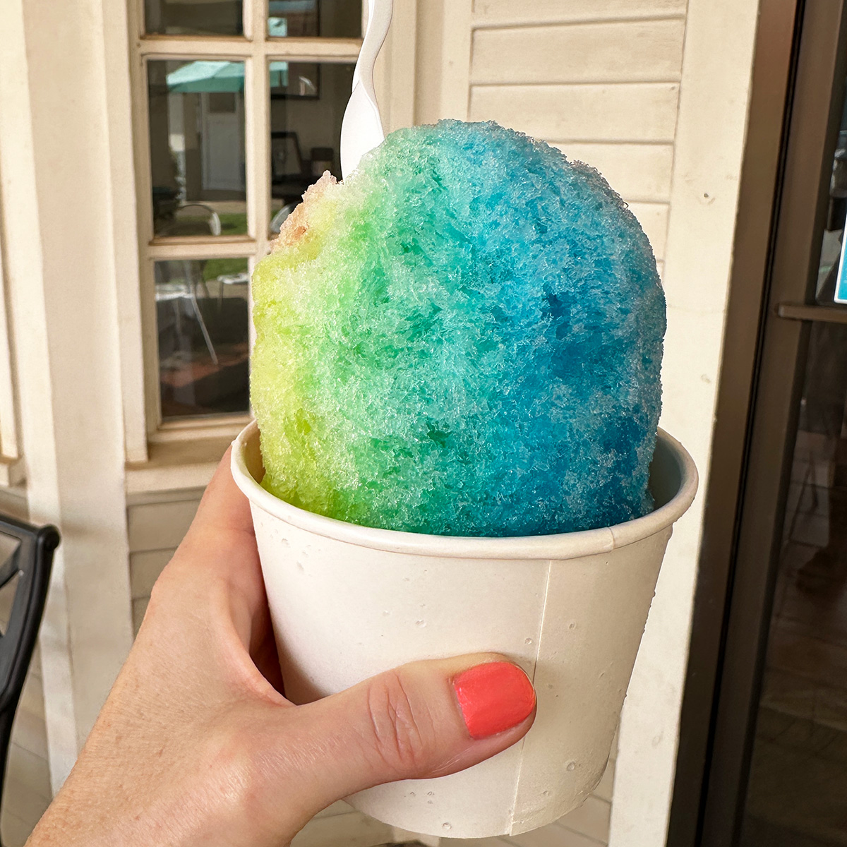 vegan shave ice with ice cream from Surfing Monkey Shave Ice in Kihei in Maui.