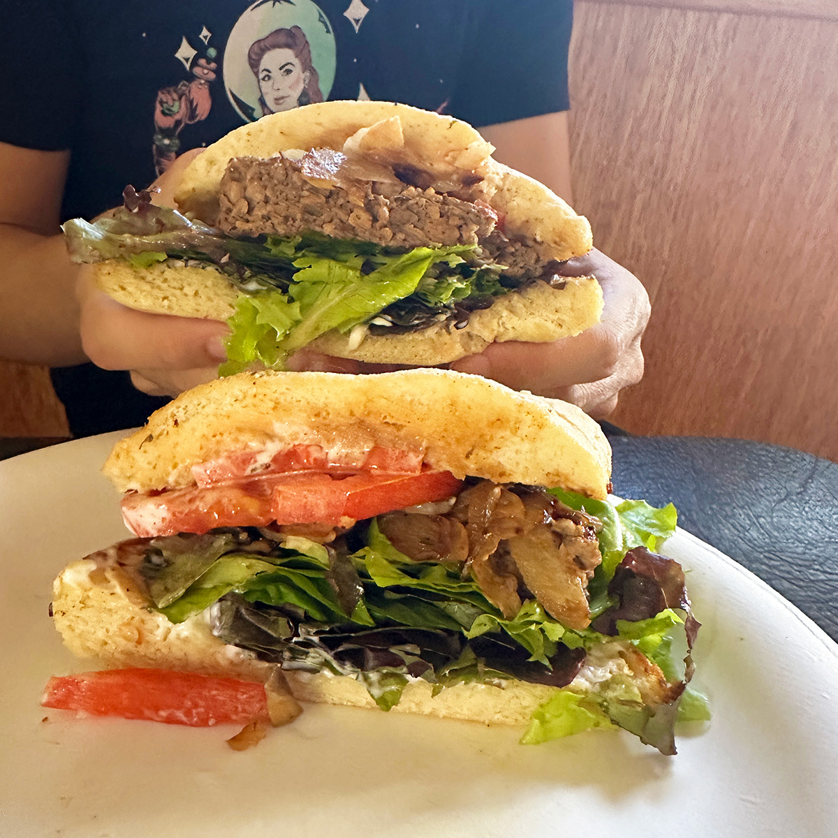 vegan burger from Veg Out in Haiku in Maui.