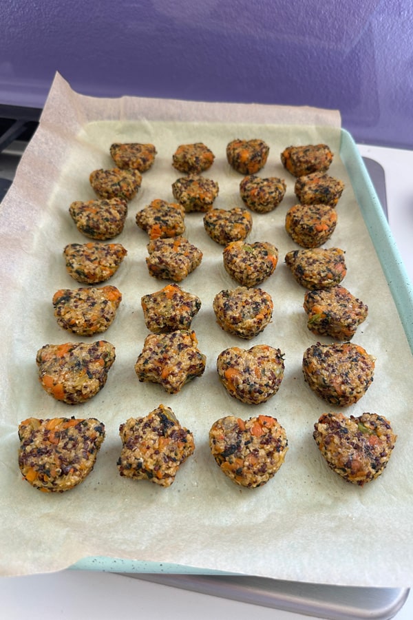 baking sheet filled with veggie millet tots